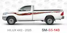 ملصق جانبي هايلكس طويل دفع خلفي تويوتا غمارة  	
جانبي موديلات السيارات  تويوتا  هيلوكس	
hilux  single 2025side sticker	
Custom-designed adhesive tape for Hilux vehicles	
TOYOTA HILUX PICKUP DLX DOUBLE	
S5-2025 hilux 4x2 single cab 2025 side sticker	
	
خط