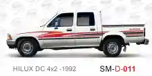 ملصق جانبي هايلكس سنجل تويوتا غمارتين 	
جانبي موديلات السيارات  تويوتا  هيلوكس	
hilux 4WD single 1992side sticker	
Custom-designed adhesive tape for Hilux vehicles	
TOYOTA HILUX PICKUP DLX DOUBLE	
Toyota Hilux 4x2 Double Cab	
خط تويوتا هايلكس  بريمي 1992