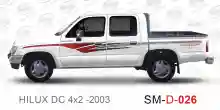 ملصق جانبي هايلكس سنجل تويوتا غمارتين 	
جانبي موديلات السيارات  تويوتا  هيلوكس	
hilux 4WD single 2003side sticker	
Custom-designed adhesive tape for Hilux vehicles	
TOYOTA HILUX PICKUP DLX DOUBLE	
Toyota Hilux 4x2 Double Cab	
خط تويوتا هايلكس  بريمي 2003