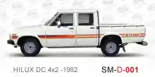 ملصق جانبي هايلكس سنجل تويوتا غمارتين 	
جانبي موديلات السيارات  تويوتا  هيلوكس	
hilux 4WD single 1982side sticker	
Custom-designed adhesive tape for Hilux vehicles	
TOYOTA HILUX PICKUP DLX DOUBLE	
Toyota Hilux 4x2 Double Cab	
خط تويوتا هايلكس  بريمي 1982
