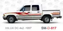 ملصق جانبي هايلكس سنجل تويوتا غمارتين 	
جانبي موديلات السيارات  تويوتا  هيلوكس	
hilux 4WD single 1997side sticker	
Custom-designed adhesive tape for Hilux vehicles	
TOYOTA HILUX PICKUP DLX DOUBLE	
Toyota Hilux 4x2 Double Cab	
خط تويوتا هايلكس  بريمي 1997