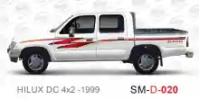 ملصق جانبي هايلكس سنجل تويوتا غمارتين 	
جانبي موديلات السيارات  تويوتا  هيلوكس	
hilux 4WD single 1999side sticker	
Custom-designed adhesive tape for Hilux vehicles	
TOYOTA HILUX PICKUP DLX DOUBLE	
Toyota Hilux 4x2 Double Cab	
خط تويوتا هايلكس  بريمي 1999