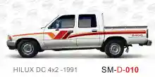 ملصق جانبي هايلكس سنجل تويوتا غمارتين 	
جانبي موديلات السيارات  تويوتا  هيلوكس	
hilux 4WD single 1991side sticker	
Custom-designed adhesive tape for Hilux vehicles	
TOYOTA HILUX PICKUP DLX DOUBLE	
Toyota Hilux 4x2 Double Cab	
خط تويوتا هايلكس  بريمي 1991