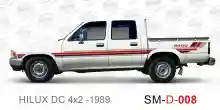 ملصق جانبي هايلكس سنجل تويوتا غمارتين 	
جانبي موديلات السيارات  تويوتا  هيلوكس	
hilux 4WD single 1989side sticker	
Custom-designed adhesive tape for Hilux vehicles	
TOYOTA HILUX PICKUP DLX DOUBLE	
Toyota Hilux 4x2 Double Cab	
خط تويوتا هايلكس  بريمي 1989